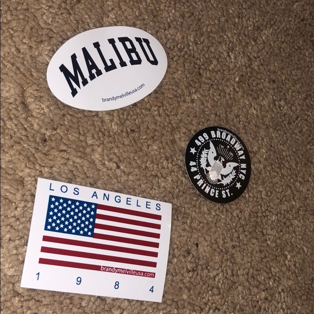 set of 3 brandy melville stickers